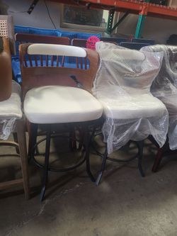 White Leather swivel barstools set of 2