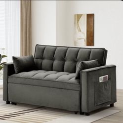 🛋️ Modern Dark Gray Velvet Couch – $120