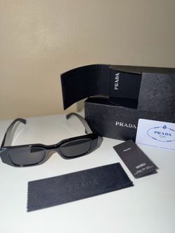 Prada Black Rectangular Sunglasses with Box