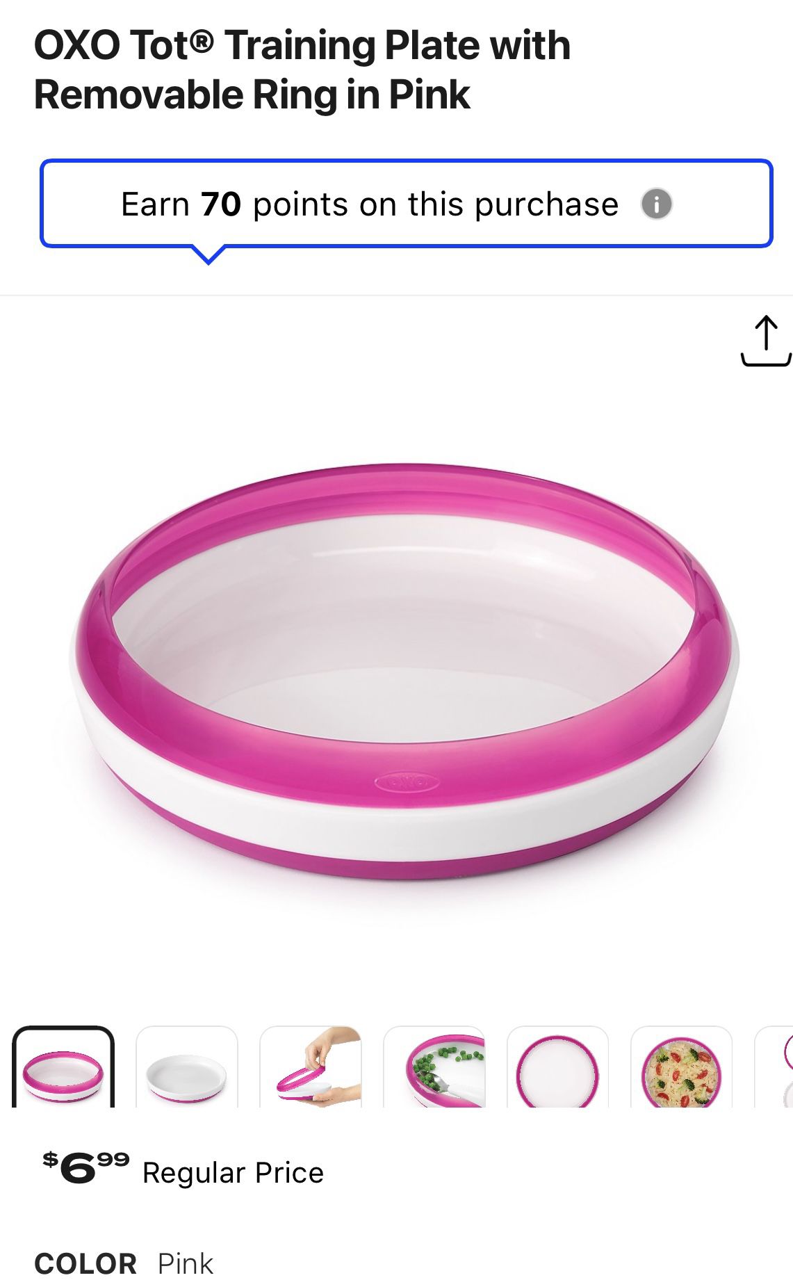 OXO TOT TRAINING PLATE WITH REMOVABLE RING (PINK X2 AND TEAL X2)