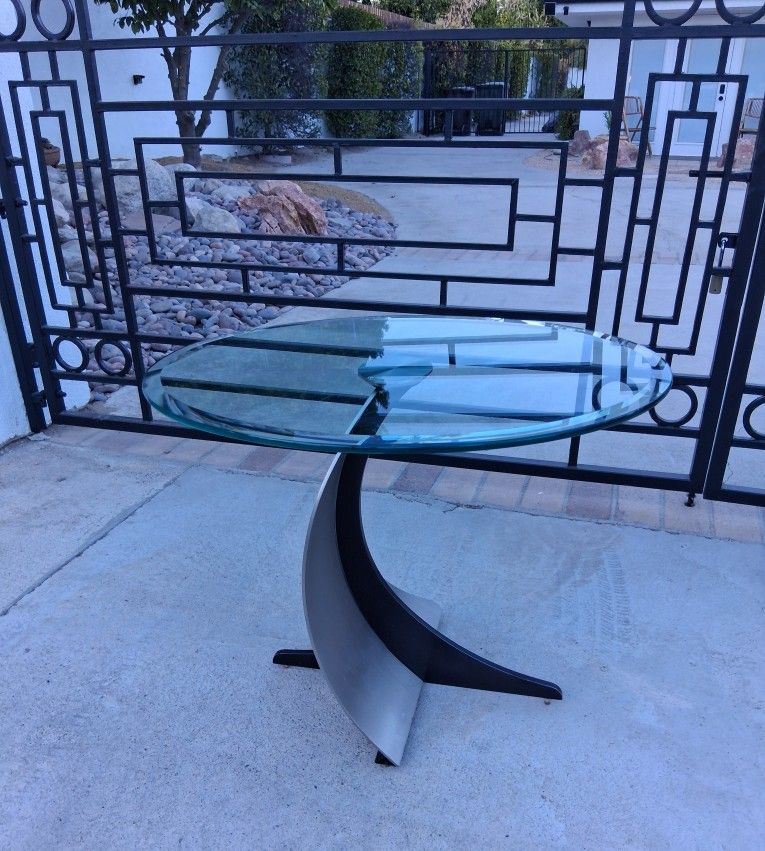 Steel & Glass Mid-century Modern Side Table