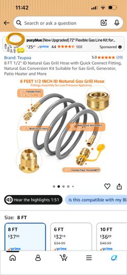 Natural gas hose