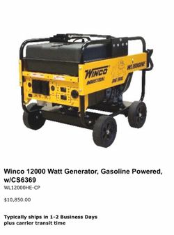 Winco big dog Generator 12,000 watts