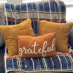 (3) Pillows & Matching Throw Blanket