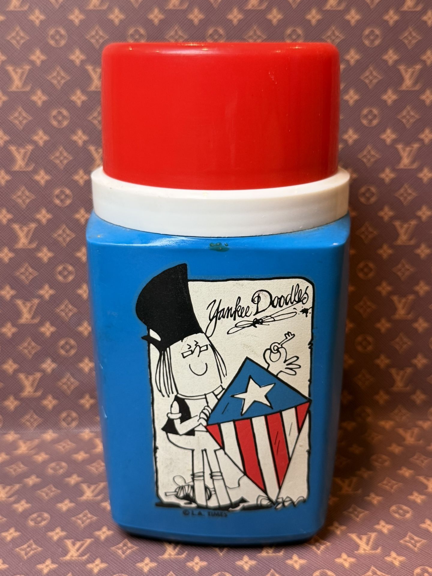 Vintage Yankee Doodle Thermos 1970s Lunchbox Collectible Rare Red Top