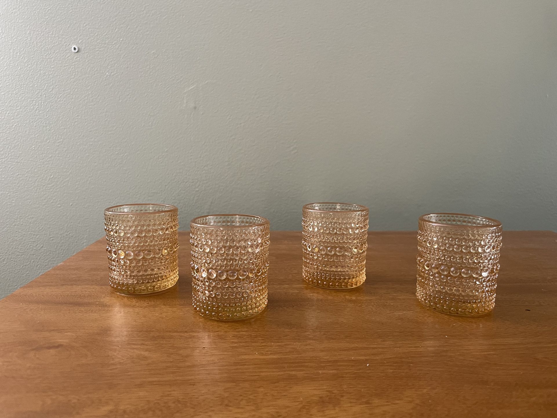 Set Of 4 Orange Votive Candle Holders