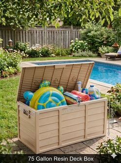 Caja de exteriores caja de almacenamiento 75 gallones patio outdoor deck box 75 gallon outdoor storage bin garden deck box ✅🆕