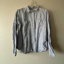 Treasure & Bond, Women’s Blue & White Striped Longsleeve Button Shirt, Size S