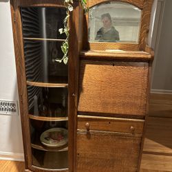 Antique Victorian Oak Cabinet Secretary 
