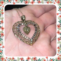 Sterling silver heart necklace gold plated 