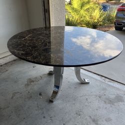 Round Kitchen Table Marvel 53x31 Inches. Metal Base 