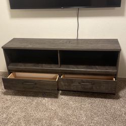 Dark Brown Tv Stand With 2 Drawers, Like New