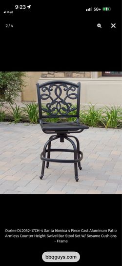 Santa Monica Cast Aluminum 2 Pc Set Swivel Armless Counter Height Bar Stool Set in Antique Bronze/Sesame by Darlee