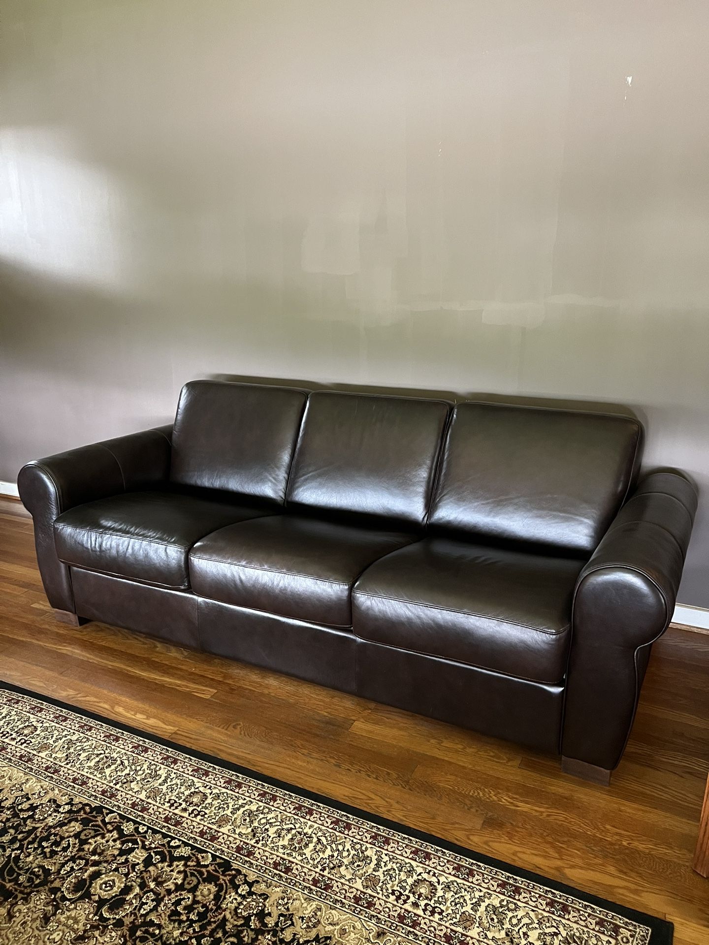 Leather Queen Sleeper Sofa & Mattress