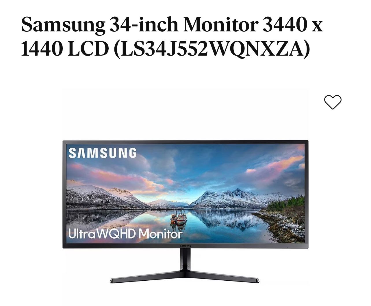 NEED GONE TODAY! Samsung 34 inch UltraWide Monitor 3440 x 1440 LCD (LS34J552WQNXZA)