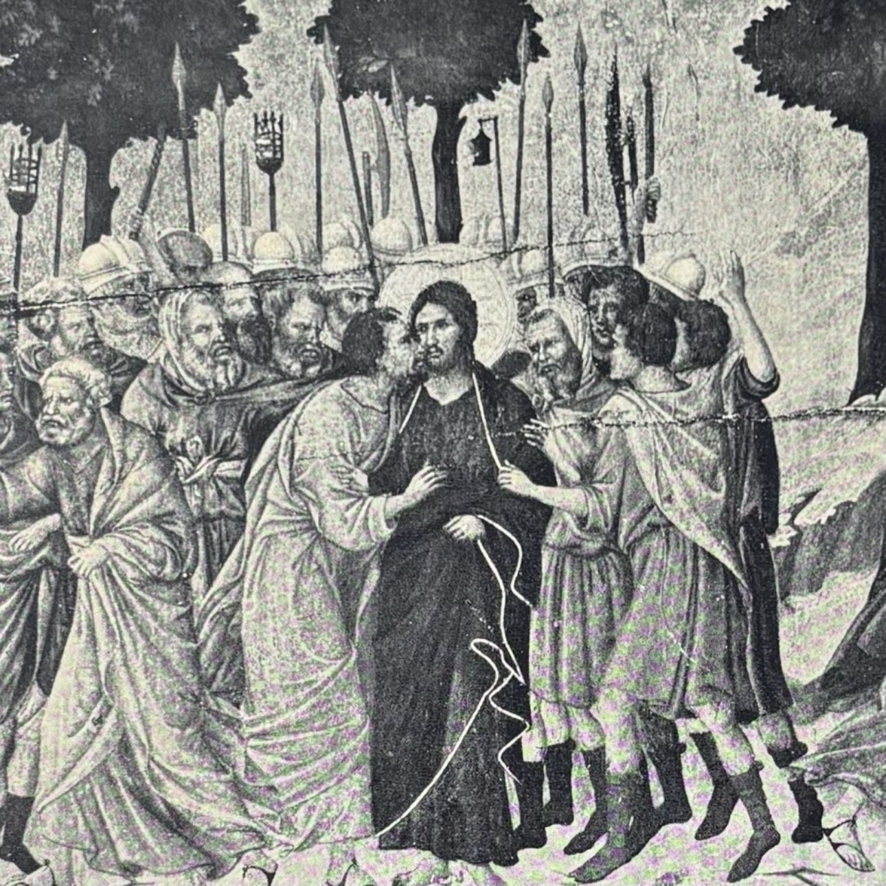 Duccio di Buoninsegna THE BETRAYAL Fine Art Print 1908 Vintage Original Antique Boston, MA Printed Collectible ITALY ITALIAN PAINTER Ephemera