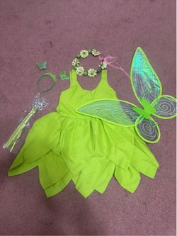 New kids 9 10 girls tinker bell fairy dress princess costume wings accessories