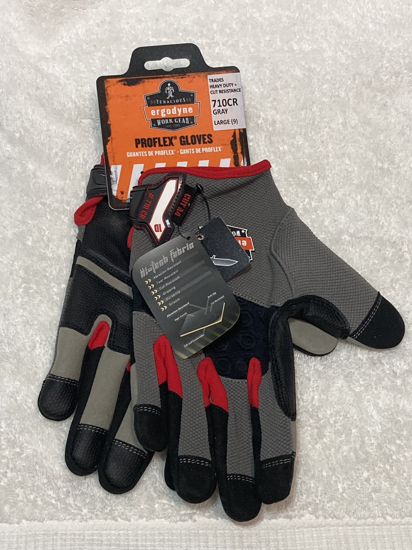 Brand New TENACIOUS ERGODYNE WORK GEAR PROFLEX WORK GLOVES, Size: Large , ARMORTEX HI-TECH FABRIC