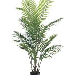 Artificial Palm Tree 4ft - Faux Tree Nearly Natural Indoor Outdoor, UV-Resistant Tall Artificial Plants, Standing Fake Plant Tree, Large Fakeplant for