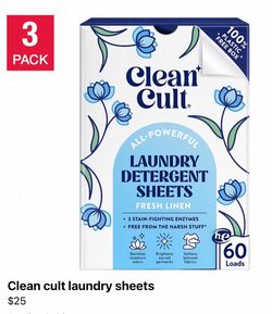 Clean Cult Laundry Detergent Sheets 3-Pack