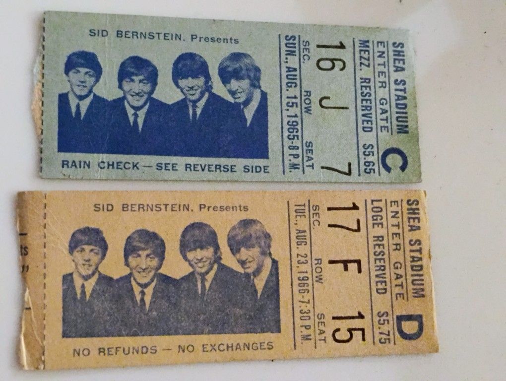 X2 Beatles Ticket Stubs Shea Stadium
