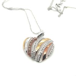 10kt Two Tone Necklace And Pendant Combo Diamond Heart .25ctw 2.25grams 151935 12