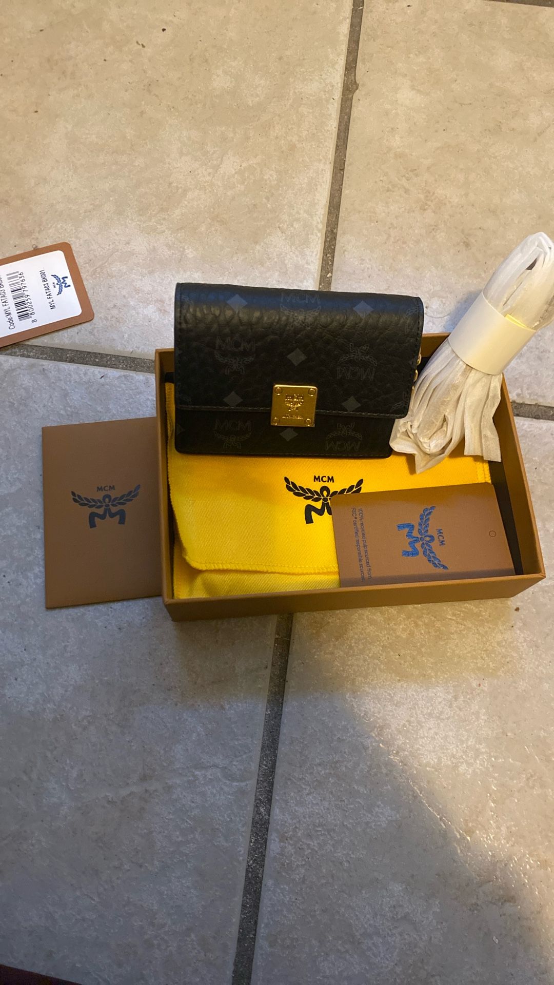 Black MCM aren Chain Wallet