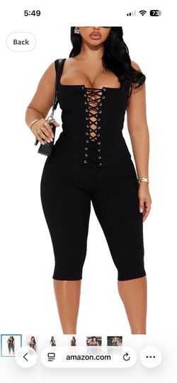 Two Piece Sets for Women Summer Workout Set Sleeveless Sexy Tie Down Tank Top Bodycon Capri Pants Sets Club Outfits