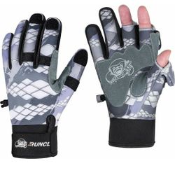 RUNCL Fishing Gloves Winter Warm RAGUEL, Touchscreen Outdoor Fishing Gloves, Neoprene 3 Cut Fingers Cycling Gloves, Convertible Windproof for Men Wome