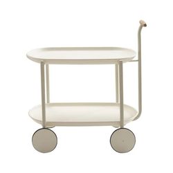 White Minimalist Push Cart / End Table / Coffee Table w/ 2-Layers [NEW] **Assembly Req
