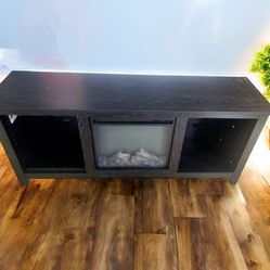 New Black 58” Electric Fireplace TV Stand Storage Console 