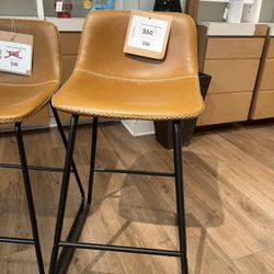 24 inch Counter Stool, Modern with Back and Footrest, Faux Leather Bar Stools for Kitchen Island Restaurants, Dark Brown 