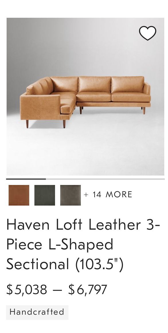 West Elm Leather Sectional