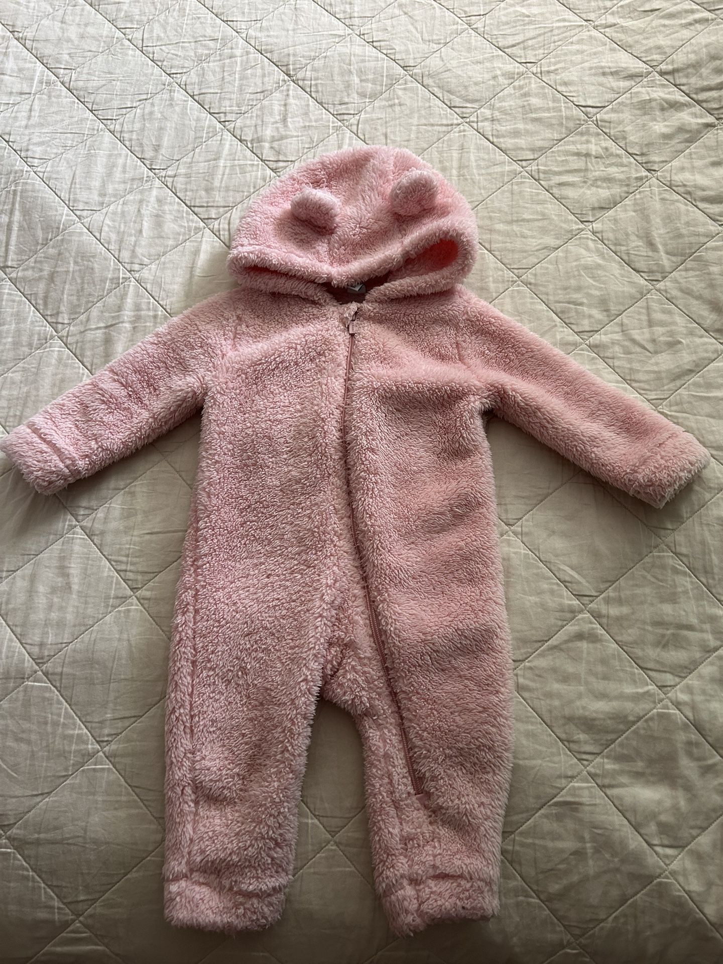 Baby Girl Hooded Sherpa Jumpsuit