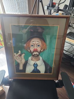 Red Skelton Clown with Cigar Lithograph