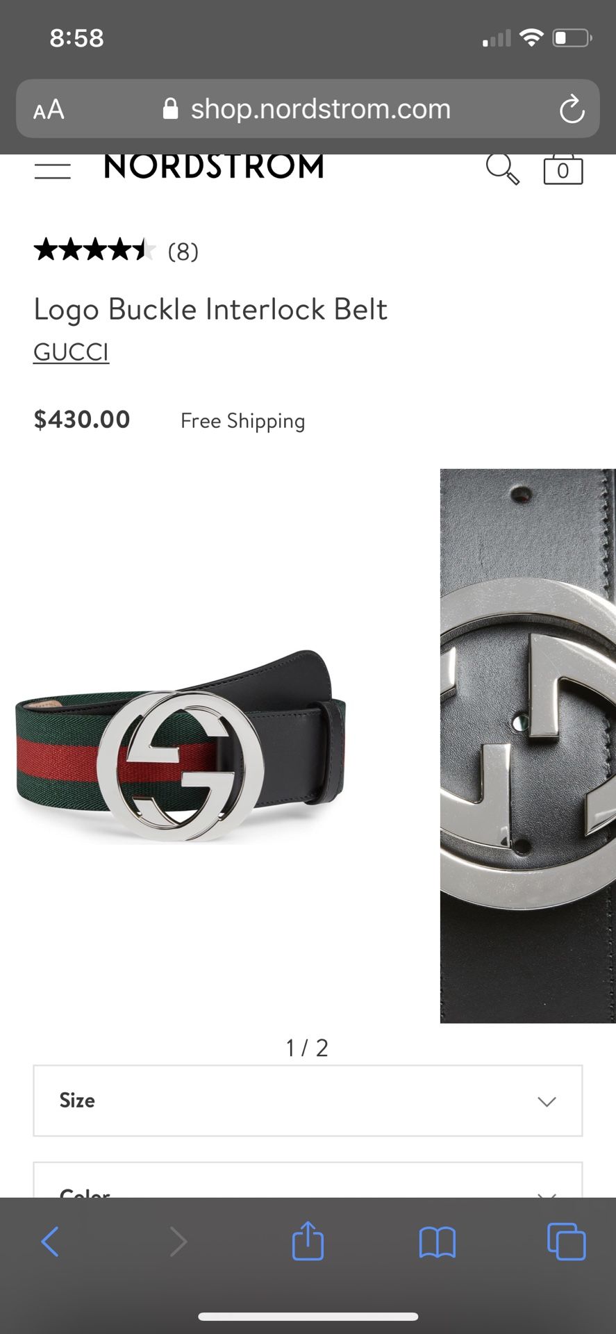 Gucci belt size 100eu