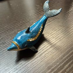 Magnetic Porcelain Dolphin Trinket Box
