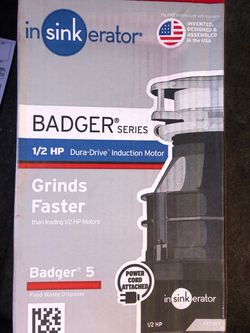 BADGER 5 GARBAGE DISPOSAL 1/2 Hp WHIT ELECTRIC CORD