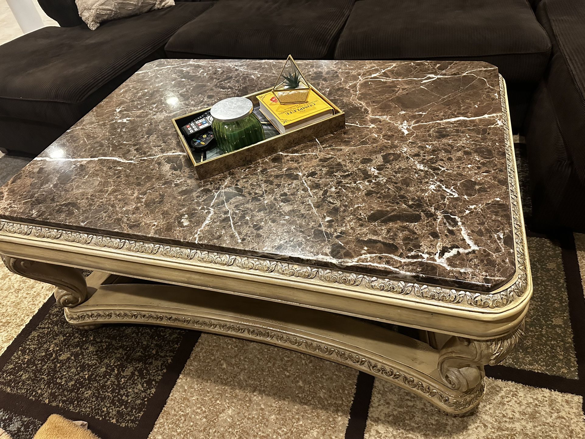 Vintage marble coffee table and end table