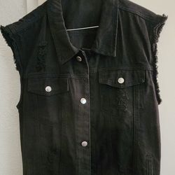 Casual Denim Sleeveless Vest Jacket