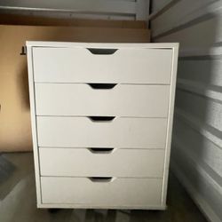 5 Drawer White Rolling Cabinet 