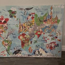 kids map canvas wall art