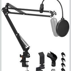 Microphone Boom Arm, Adjustable Suspension Boom Scissor Arm Stand with Heavy ...