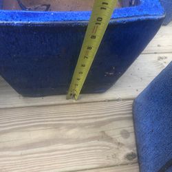 Nautical blue speckled high gloss hand sculpted and numbered flower pots/planters set (5) (2) Xtra Large (1)Med (2) Sm Thumbnail