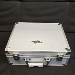 Aluminum Briefcase with Lock, 11.5 Inch Metal Hard Case for Men, Portable Tool Box with Foam, Secure Lockable Storage Briefcases, Aluminum Flight Carr
