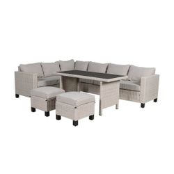 Better Homes & Gardens Brookbury 5 Piecec
Wicker Outdoor Sectional Dining Set- Light
Gray/ Beige
New in box
700$ cash no tax 
Pick up Mesa Alma School