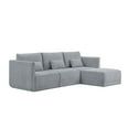 Beautiful Drew Modular Sectional Sofa with Ottoman by Drew Barrymore, Gray Fabric
