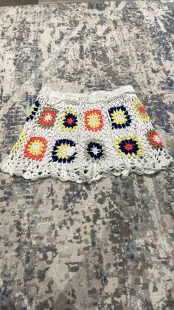 Crocheted, Blue, Yellow, White, And Pink Shorts Small