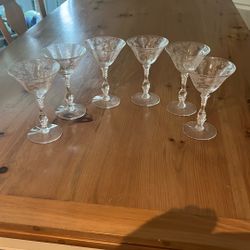 Cambridge Rose Champagne Sherbet Glasses / Set Of Six