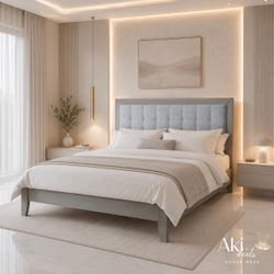 Queen bed frame upholstered NEW IN BOX ( mattress sold separately) J-17